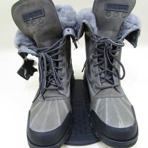 Mark Ecko Boots Mens 13 Water Resistant Gray Black Faux Fur Lined Winter Rain - Picture 6 of 7